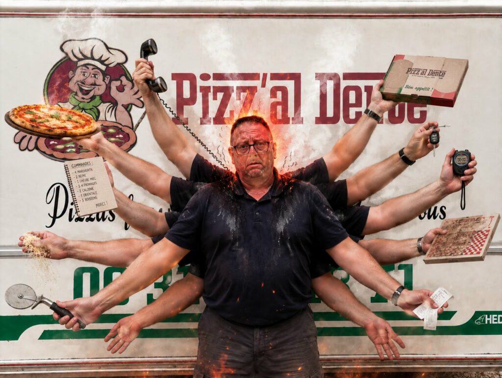 David devant le camion Pizz’al Dente à Ramecourt